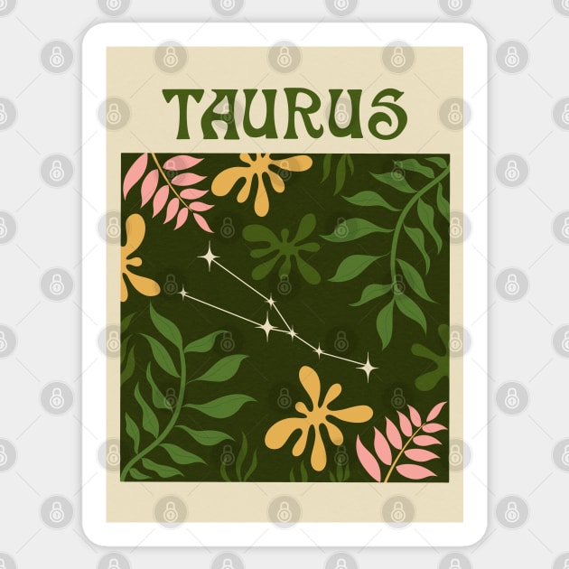 Abstract Taurus Zodiac Sticker by mossandmoon